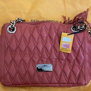 Valentino Luisa D Diamond Rust Leather Chain Tote